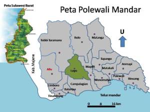 Lokasi wilayah Kecamatan Luyo pada Peta Polewali Mandar  Propinsi Sulawesi Bara